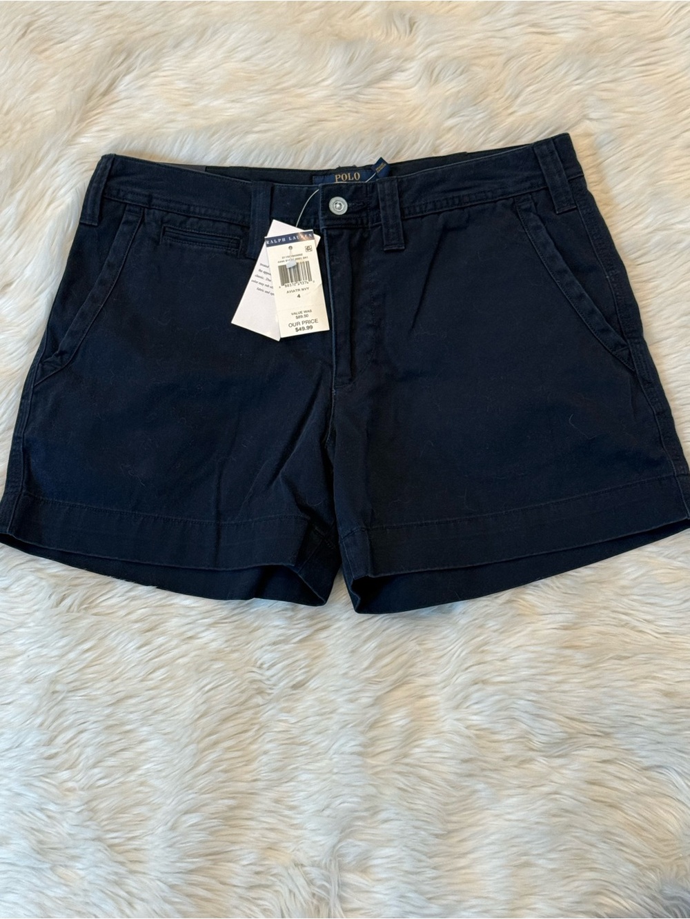 Ralph Lauren Navy Women’s Chino Shorts Cotton Size 4 New